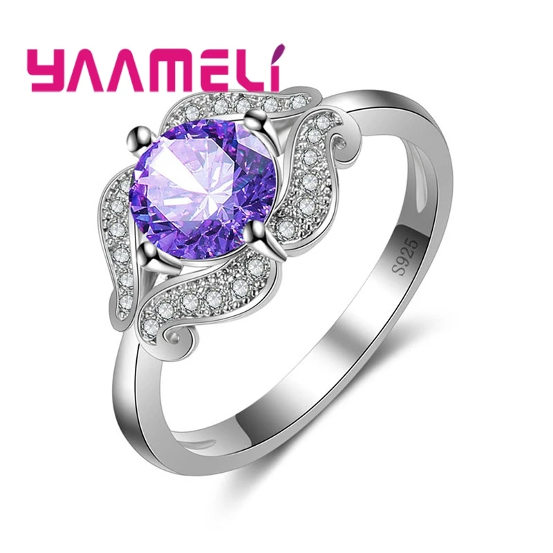 Vintage Folk Style 925 Sterling Silver Ring Wave Shape Multi-Color Sparkling Wedding Vows Party Little Girl Adult Gift | Украшения и