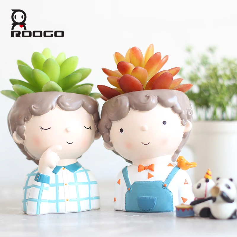Roogo кудрявый мальчик цветочный горшок современный домашний сад кактус