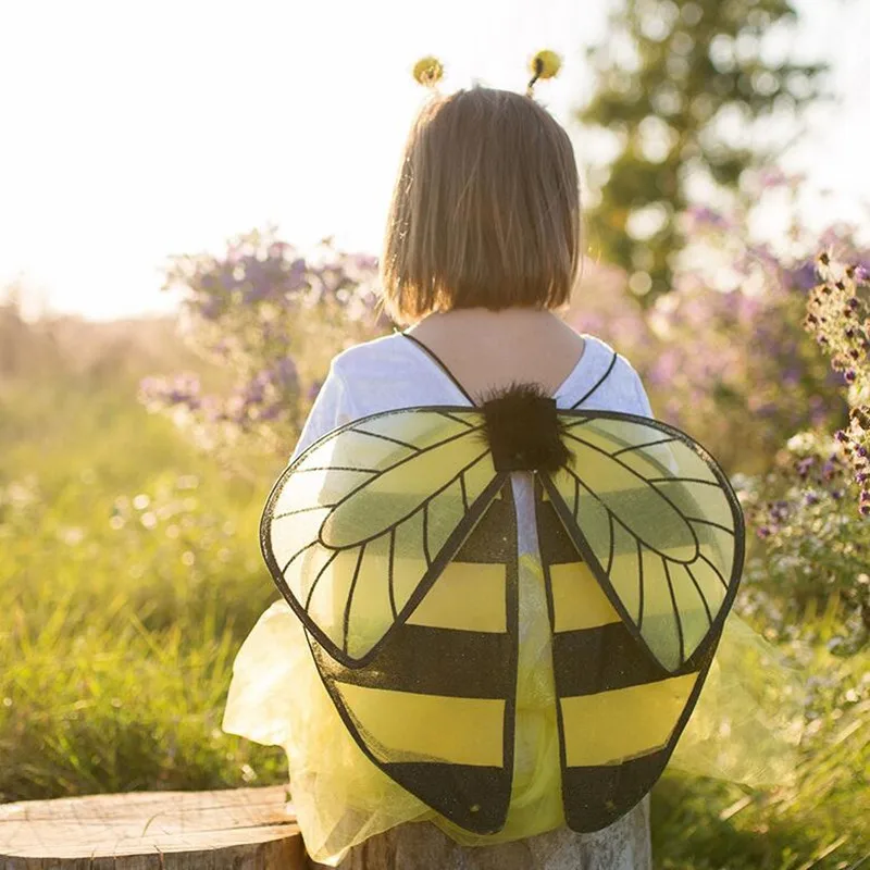 Yellow Bee Wing Headband Kids Children Girls Princess Performance Cosplay Costume Props Birthday Party Dress Decor Halloween|Реквизит для
