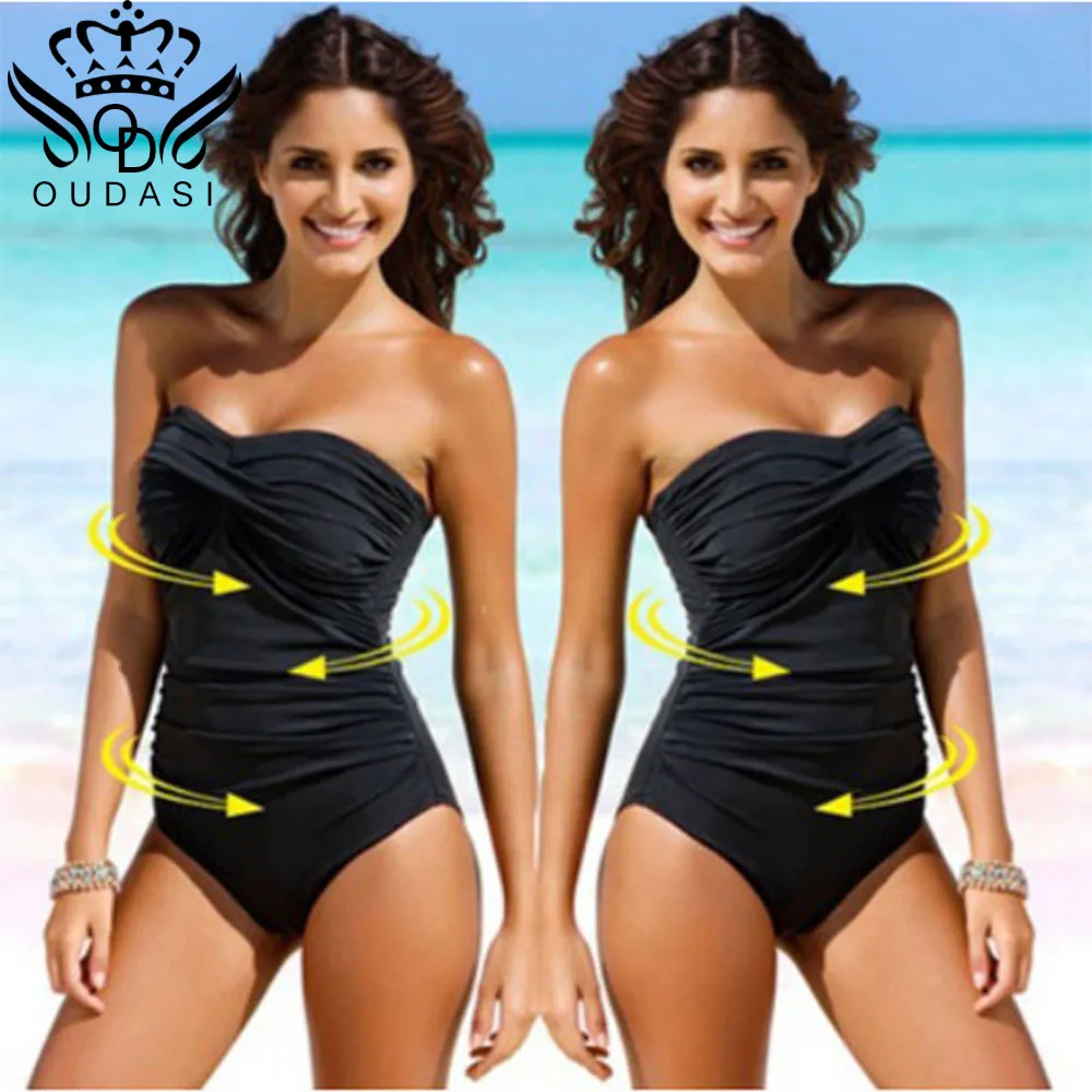 Черный сексуальный слитный купальник 2018 Однотонный женский с открытыми плечами