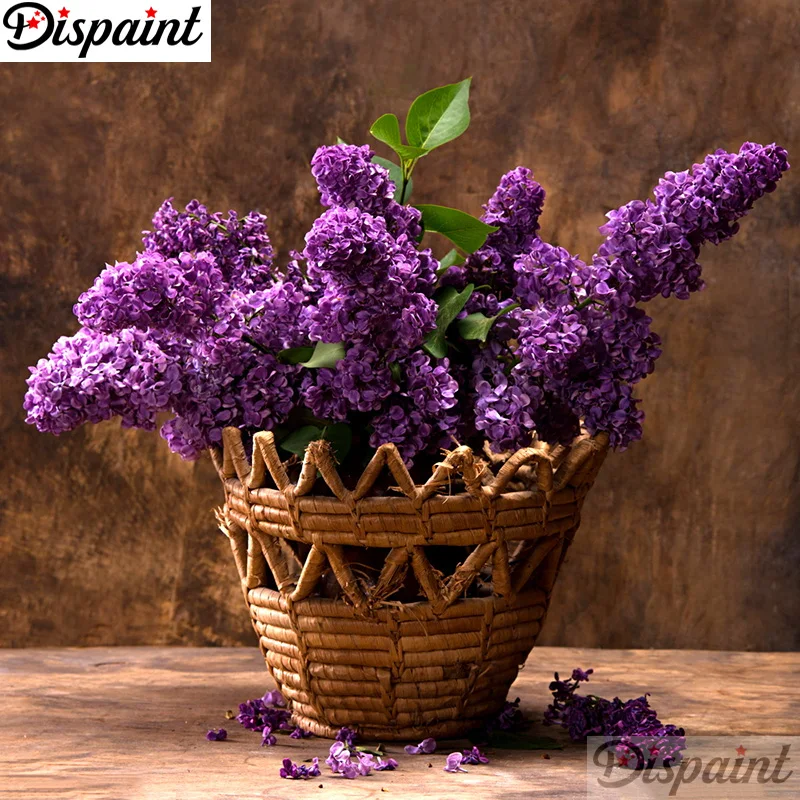 

Dispaint Full Square/Round Drill 5D DIY Diamond Painting "purple flower" Embroidery Cross Stitch 3D Home Decor Gift A11007