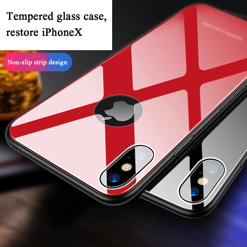 Чехол для телефона из закаленного стекла iPhone X XR XS MAX 8 7 6 6S Plus мягкий жесткий