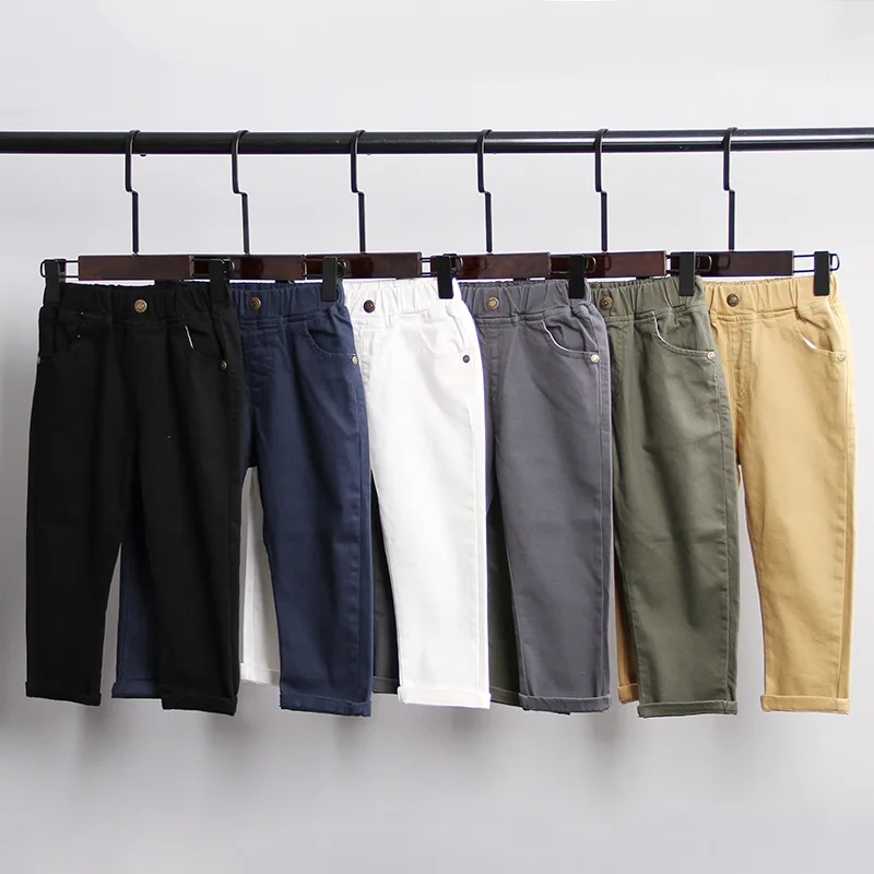 2019 Spring Autumn New Solid Color Easy To Match 100% Cotton Simple Slimming Kids Pants Child Boys Girls | Детская одежда и обувь