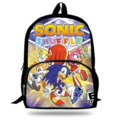7D4089 16 дюймов, детский школьный рюкзак Mochila с рисунком, Sonic Bookbag, Hedgehdg, для мальчиков и девочек, рюкзак для подростков - Цвет: 7D4089