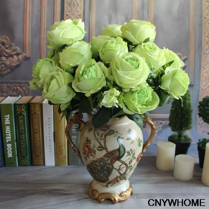 13 головок королевский классическая искусственный шелк розы Букет пионов для