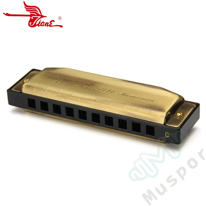 Лебедь бронза 10 отверстий Diatonic Bluetooth Harp гармоника Ключ C | Спорт и развлечения