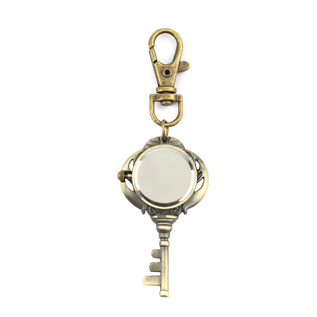 Vintage Antique Stainless Steel Quartz Pocket Watch Keychain Key Chain Unisex Gift | Наручные часы