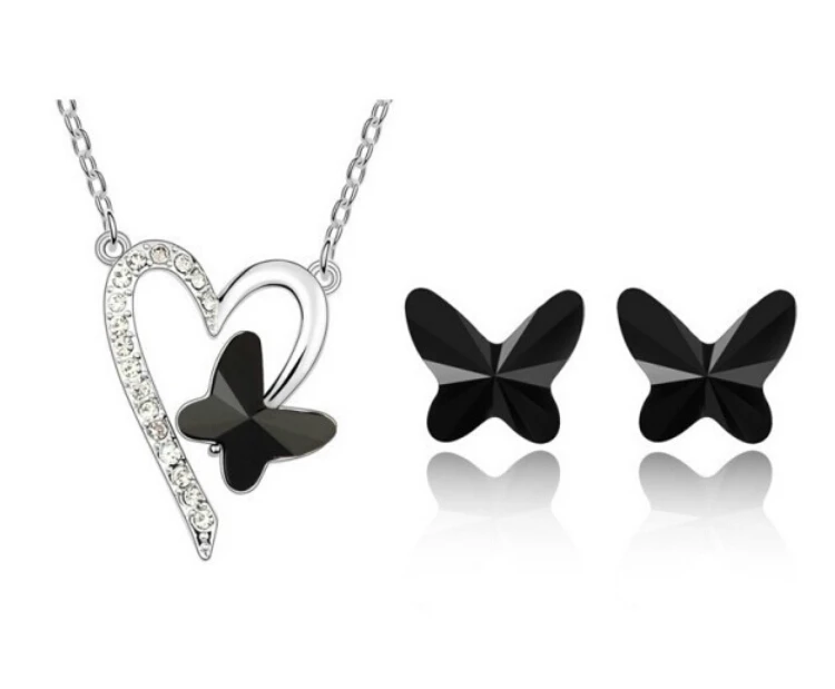 OMH оптовая продажа 18 кт белого золота Австрийские кристаллы в форме сердца Наборы