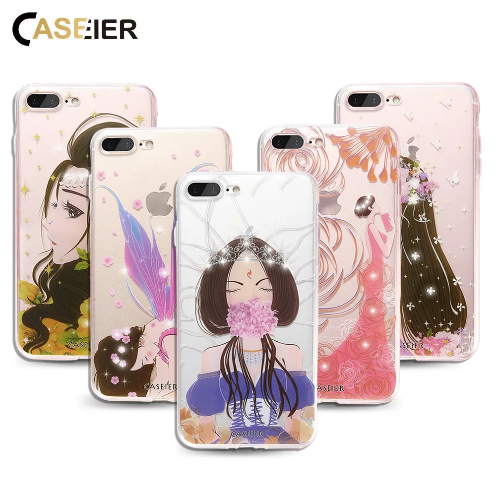 Роскошный чехол caseier для телефона iPhone 6 6s Plus силиконовый с рисунком 5 5S se блестящий