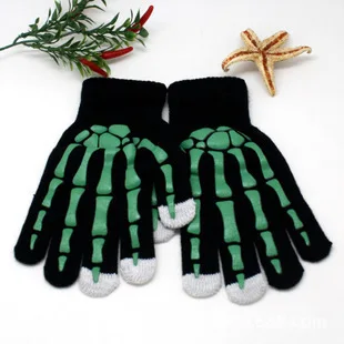Black green claw Новинка, зимние мужские перчатки, тактические, сенсорный экран, Череп, коготь, кость, флип, сохраняющие тепло, перчатки Guantes De Cuero - Цвет: Black green claw