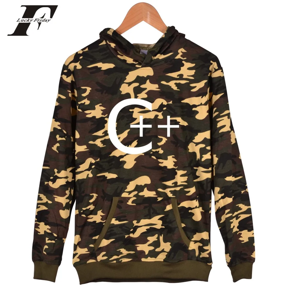 Trust Me I'm A Programmer Programming Language C C++ Java PHP Logo Print Camouflage Hoodie Sweatshirt Pullover | Мужская одежда