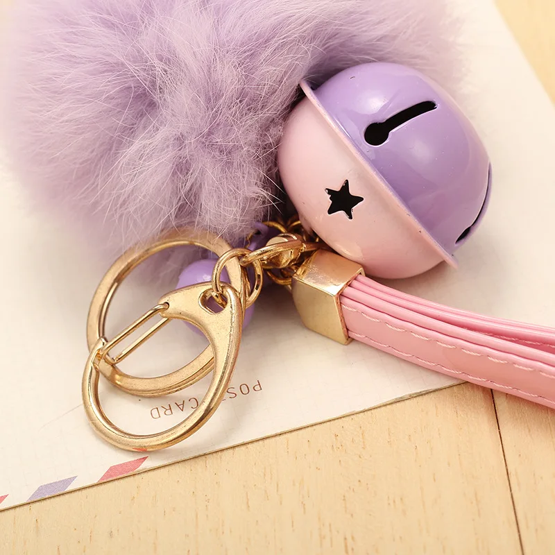 Женский брелок для ключей Bell Bunny из 100% натурального кроличьего меха с кожаным