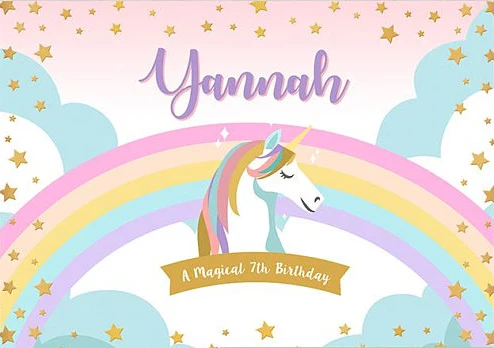 Золотой 5 звезд Радуга Единорог Дети День рождения на заказ Фотостудия фоны фото