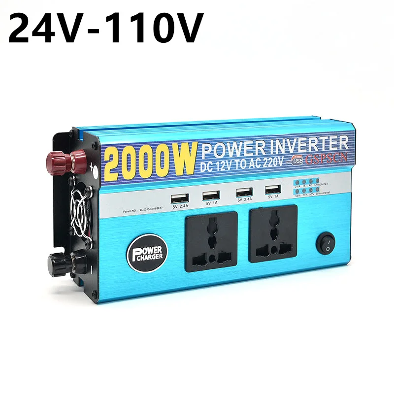 24V to 110V Автомобильный Автомобильный инвертор 12 в 24 В в переменный ток 220 В Автомобильный USB адаптер конвертер с 4 USB 2 штекером многофункциональное зарядное устройство подходит ниже 800 Вт - Цвет: 24V to 110V