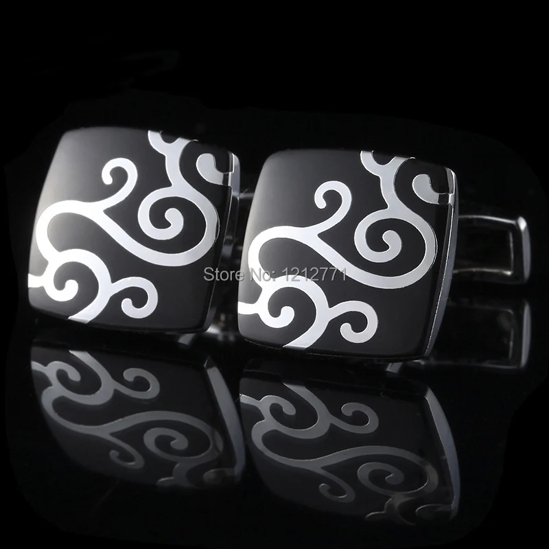 

Square Cufflinks Hot Selling French Shirt Vintage Cufflinks Special Clouds Totem Design Black Cufflinks For Men shirt