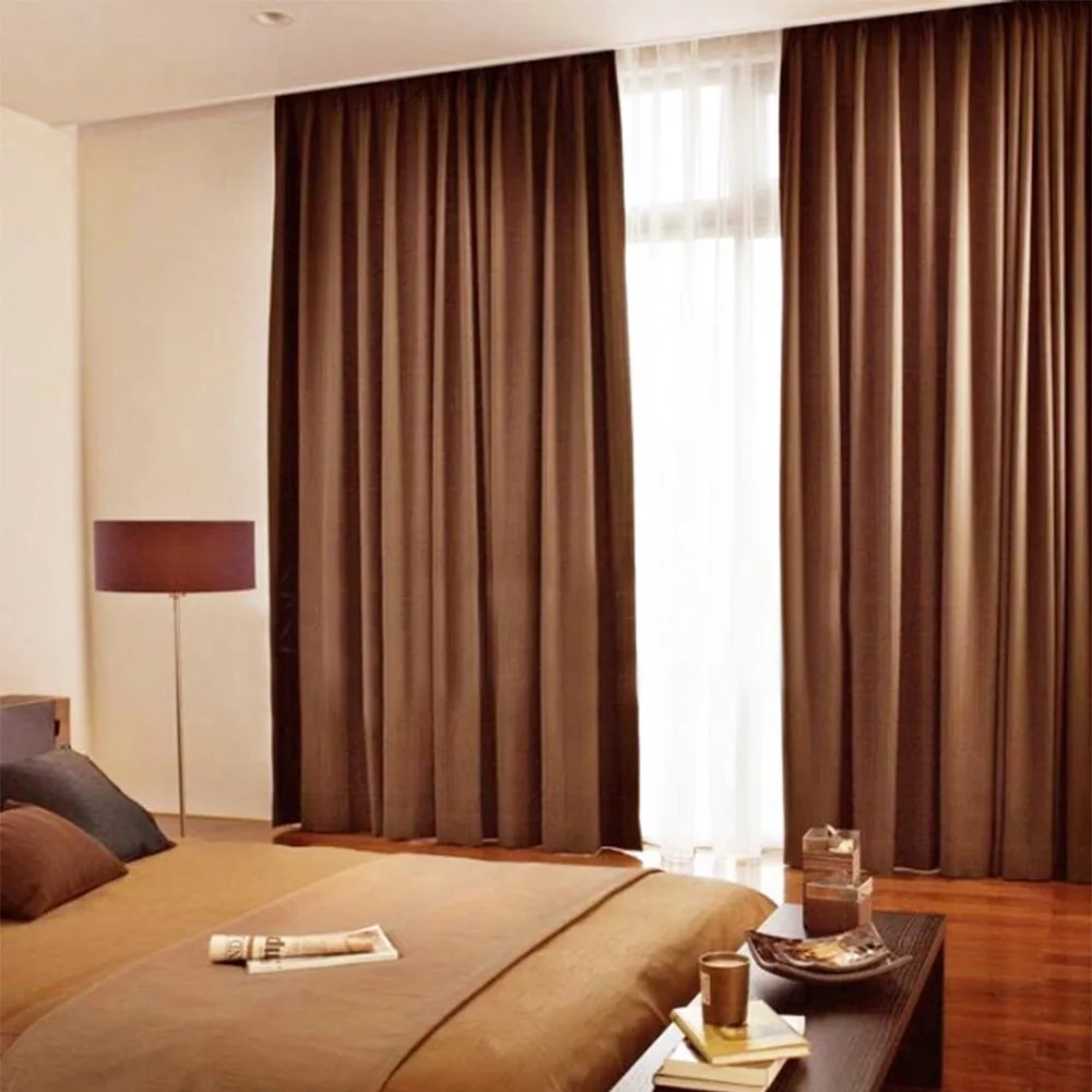 Плотные льняные затемняющие оконные шторы драпировки из полиэстера с саржевым