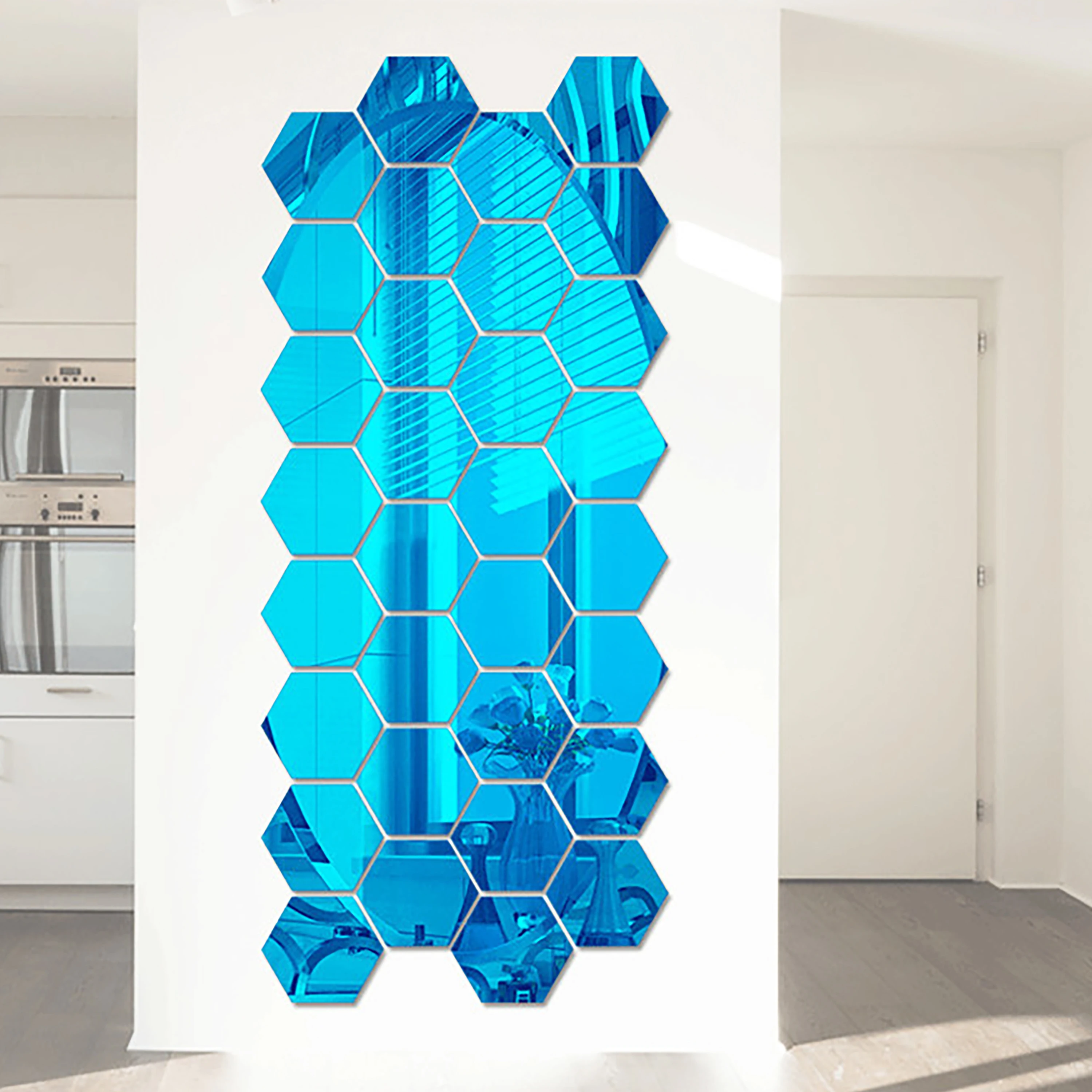 Большая Шестигранная акриловая зеркальная Настенная Наклейка 3D s DIY искусство