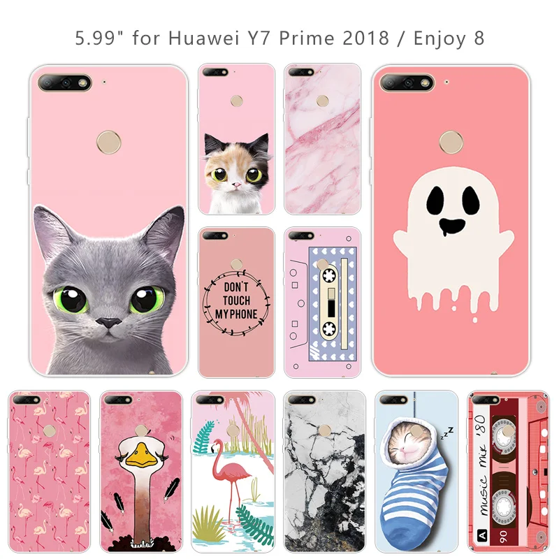 5.99 inch TPU for Huawei Y7 Prime 2018 Phone Fitted Pink Case Enjoy 8 / Nova 2 Lite Silicone Coque Capa Y72017 |