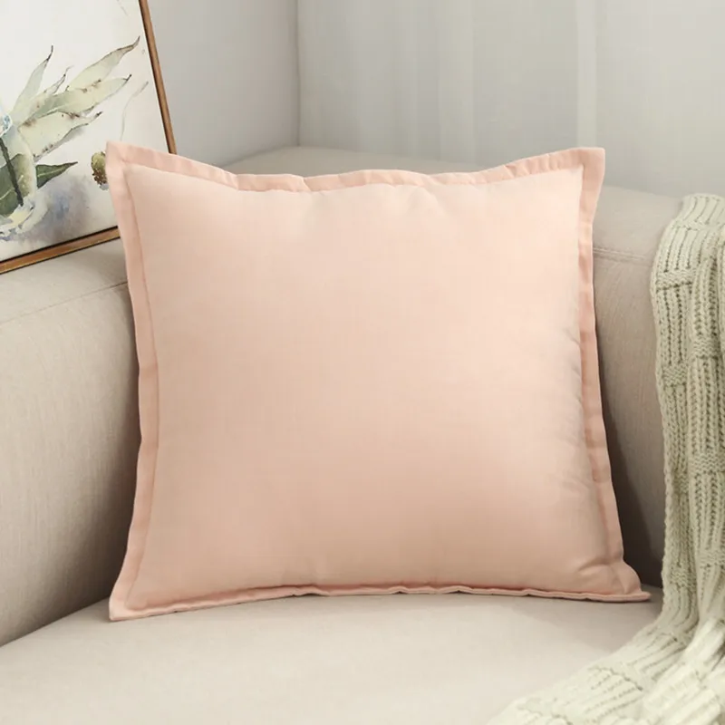 light pink Однотонный замшевый чехол для подушки, синий, зеленый, серый, оранжевый, розовый, декоративная наволочка для подушки, пиломатериал, чехол для подушки 45X45 см/30x50 см/60x60 см - Цвет: light pink