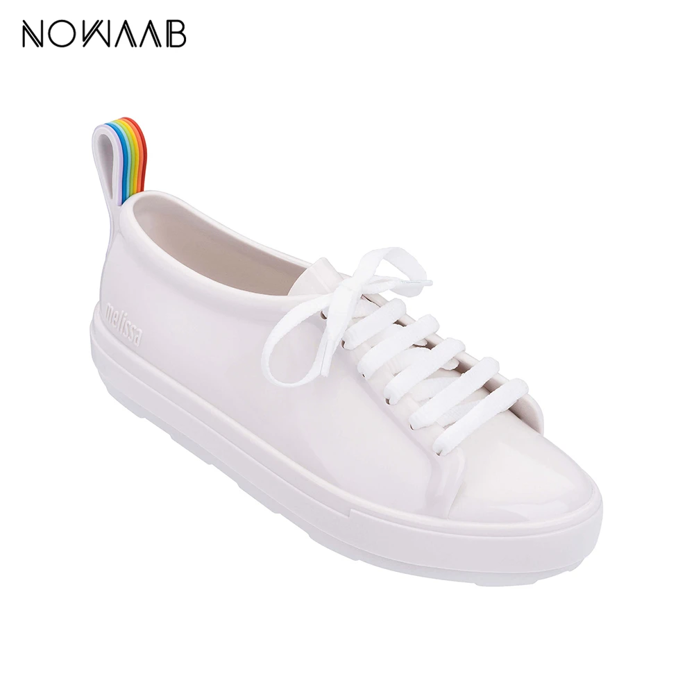 Melissa Be Rainbow/ новые женские сандалии на плоской подошве, брендовая обувь melissa для женщин, прозрачные сандалии, женская прозрачная обувь с шнурками