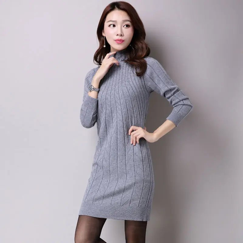 Женское трикотажное платье Vangull однотонное хлопковое свитер с высоким