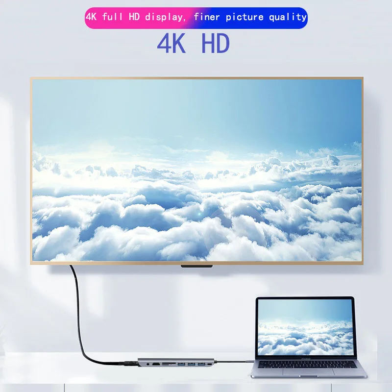 Док-станция с разъемом типа C HDMI VGA USB хаб для ноутбуков Macbook Pro HP DELL Surface Lenovo Samsung |