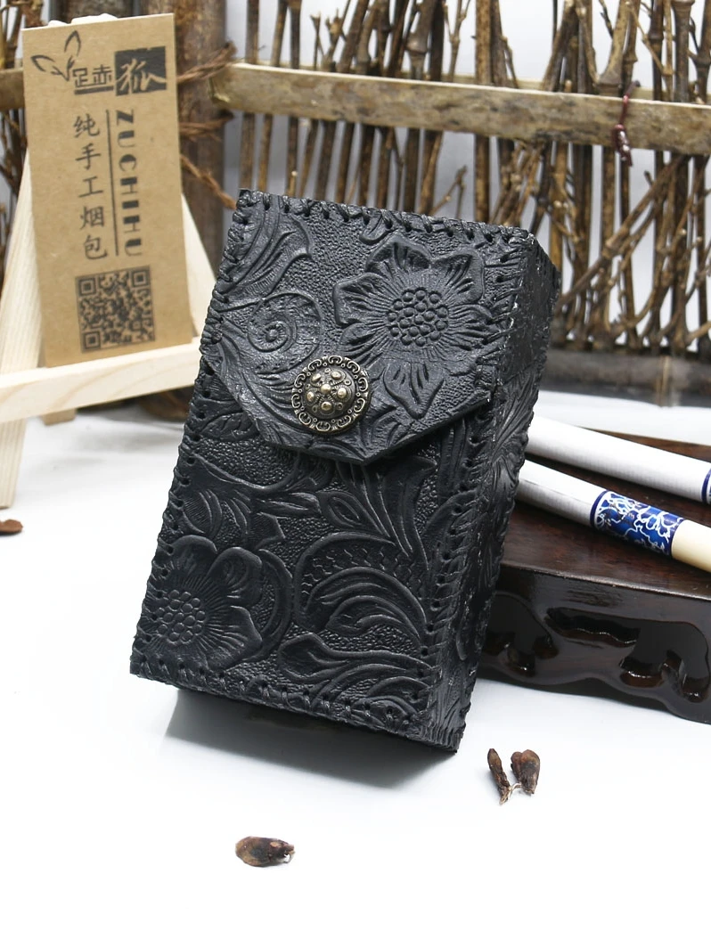 

Handmade Cowhide Leather Box Hard Case Cigarette Cases