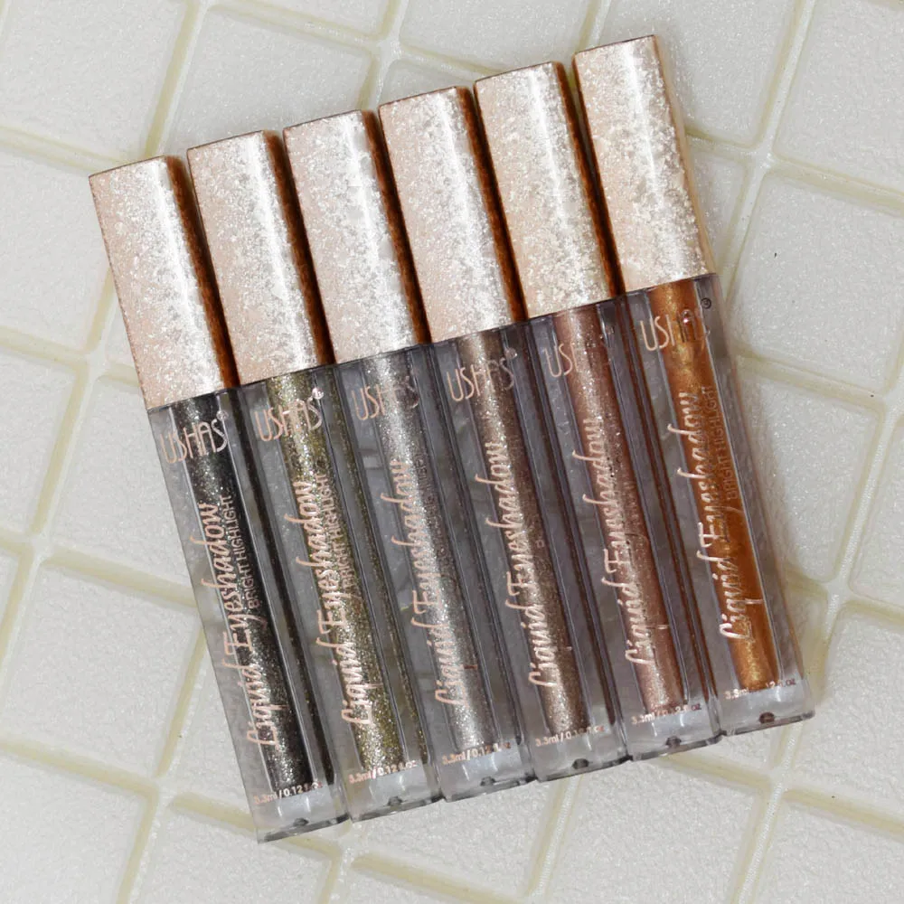 Семь штук набор жидких теней для век Ushas, макияж металлический глиттер Жидкая палочка для теней для глаз Матовые тени для век Косметическая палитра.