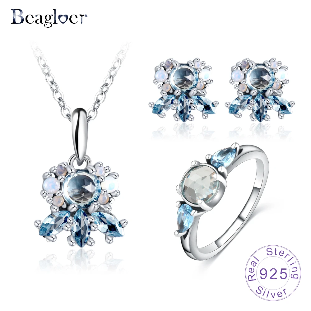 Beagloer 925 пробы серебра набор украшений для женщин Аутентичные Оригинальное