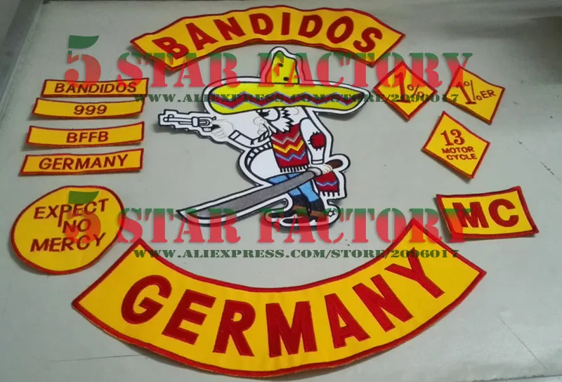 Новое поступление 12 шт./компл. BANDIDOS Германия MC патчи для куртки жилета