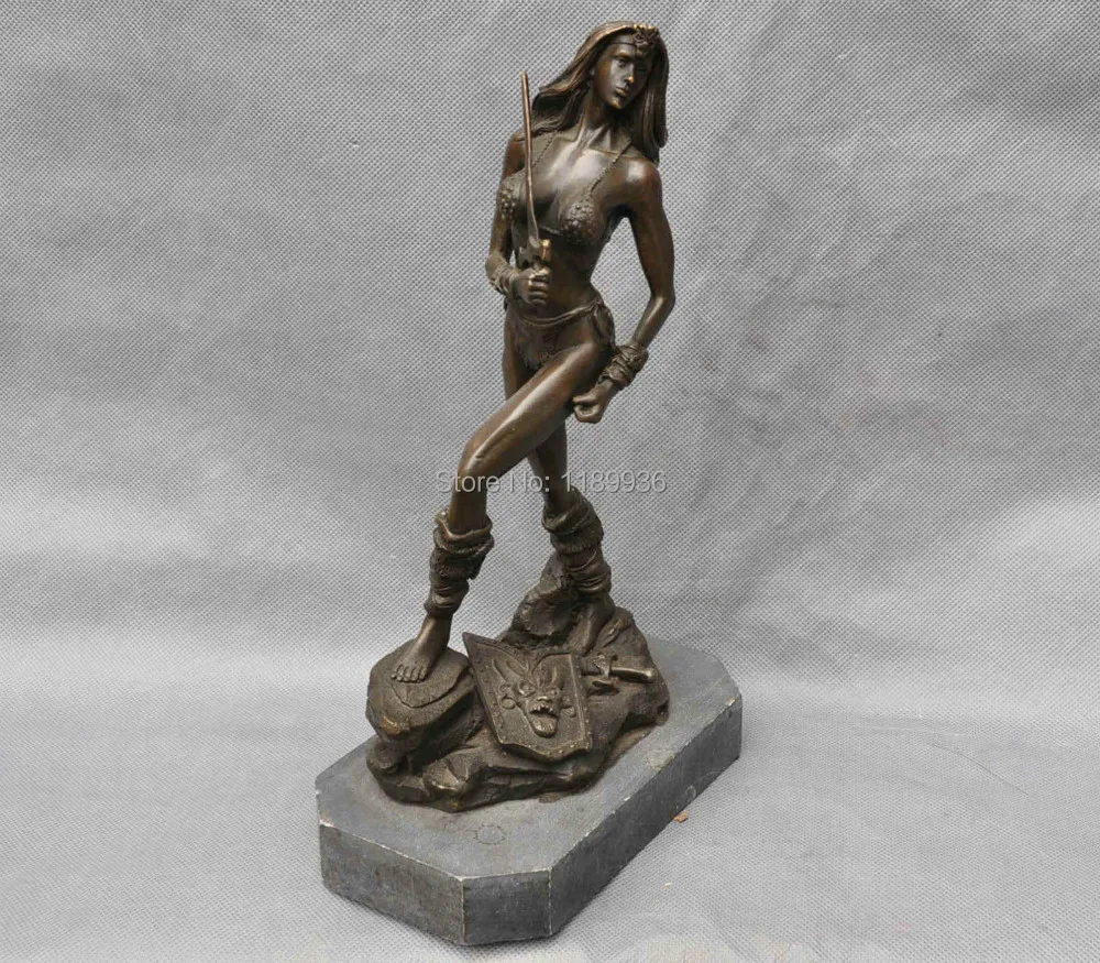 Бронзовая статуя для привлекательной красивой женщины арт-скульптура воина 11