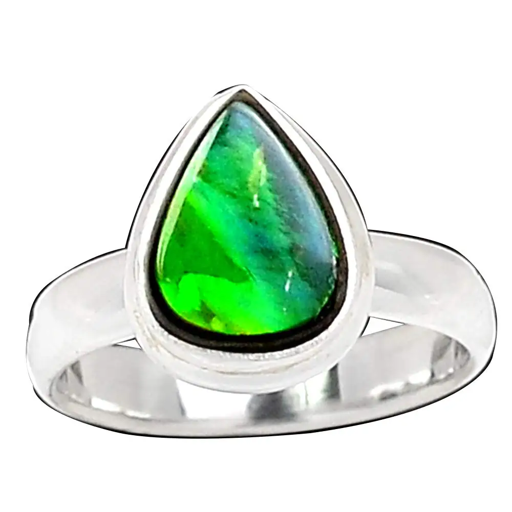 

NiaoZaiFei YunZaiKan Genuine Ammolite Ring 925 Sterling Silver,USA Size :7, MHBAR3895