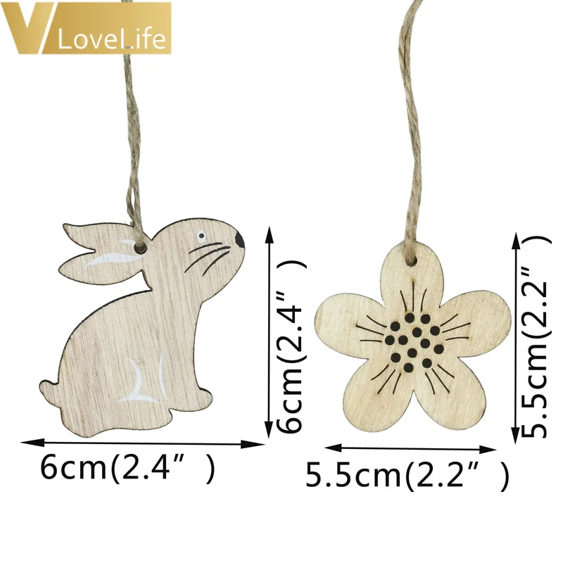 8 шт. пасхальное яйцо кролик дерево ремесло деревянная курица Подвески Цветы