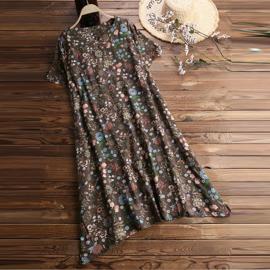 Женское платье с цветочным принтом Boho повседневное пляжное для вечеринки лето