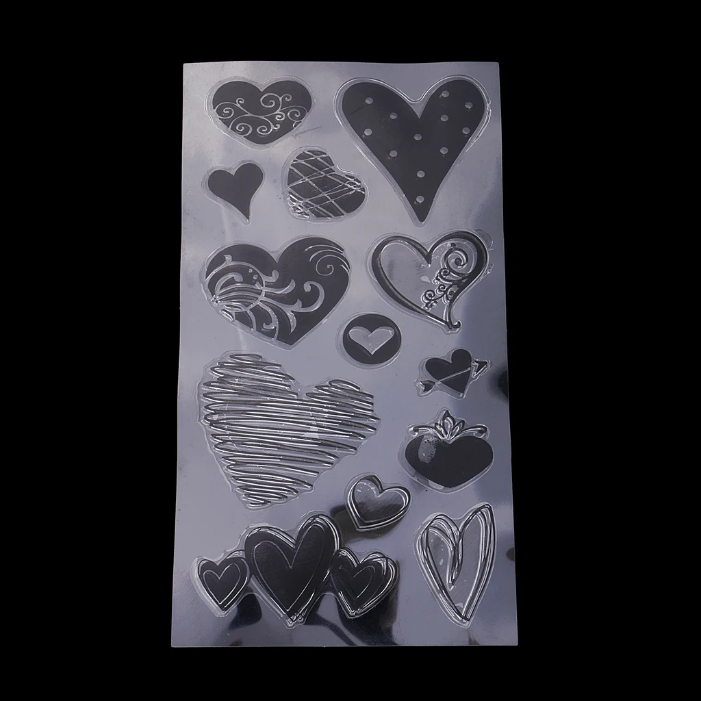 Love Heart Silicone Clear Rubber Stamp Seal for Scrapbook, Diary, Photo Album, Christmas Xmas Card Making, DIY Craft