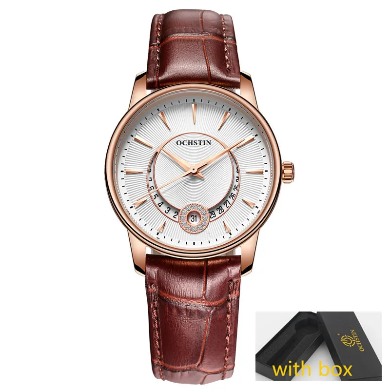 coffee white box Женские часы бренд OCHSTIN модные кварцевые часы женские наручные часы relojes mujer платье женские часы бизнес montre femme - Цвет: coffee white box