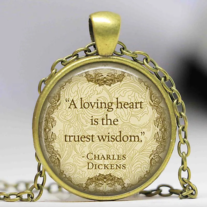 Ожерелье Чарльза Диккенса рождественское Карол любящее сердце... Кулон Книга