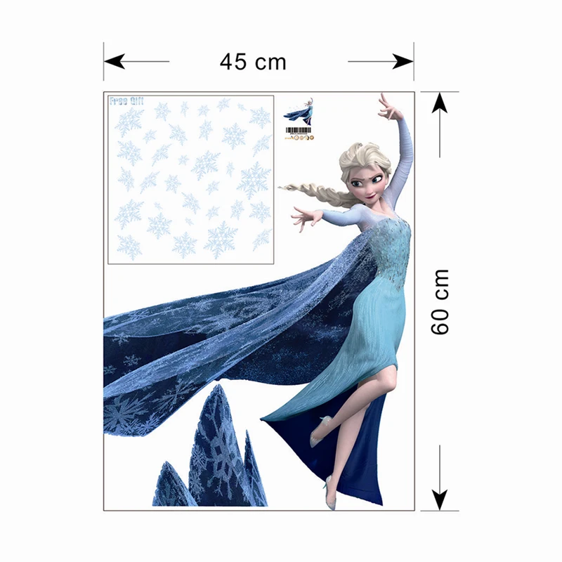 Cartoon Elsa Queen Snowflakes Wall Stickers For Kids Room Home Decoration Diy Girls Decals Anime Mural Art Frozen Movie Poster images - 6