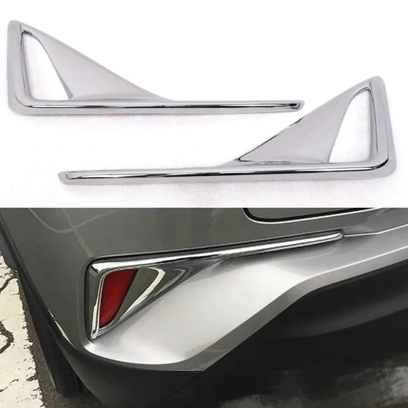 

BBQ@FUKA 2pcs New Chrome ABS Car Rear Fog Light Lamp Moulding Trim Auto Exterior Part Fit for TOYOTA CHR C-HR 2016 2017 2018