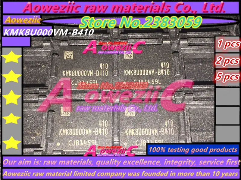 Aoweziic 100% тест хорошее качество KMK8U000VM B410 чип памяти BGA (считывание и запись товаров