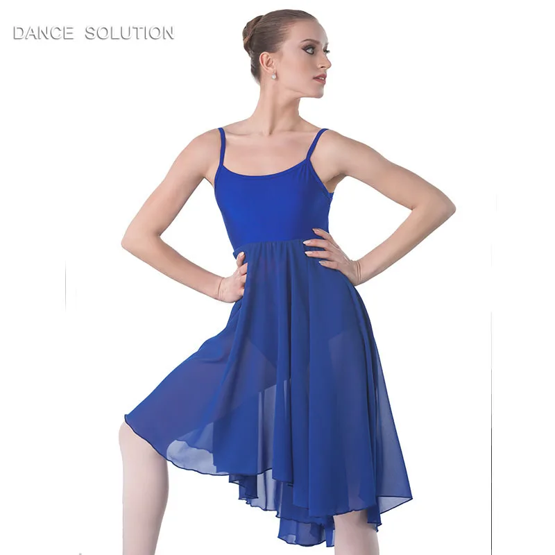 royal blue Балет для взрослых девочек, лирическое и современное длинное шифоновое платье, балетный танцевальный костюм 4 цвета 02D0120 - Цвет: royal blue