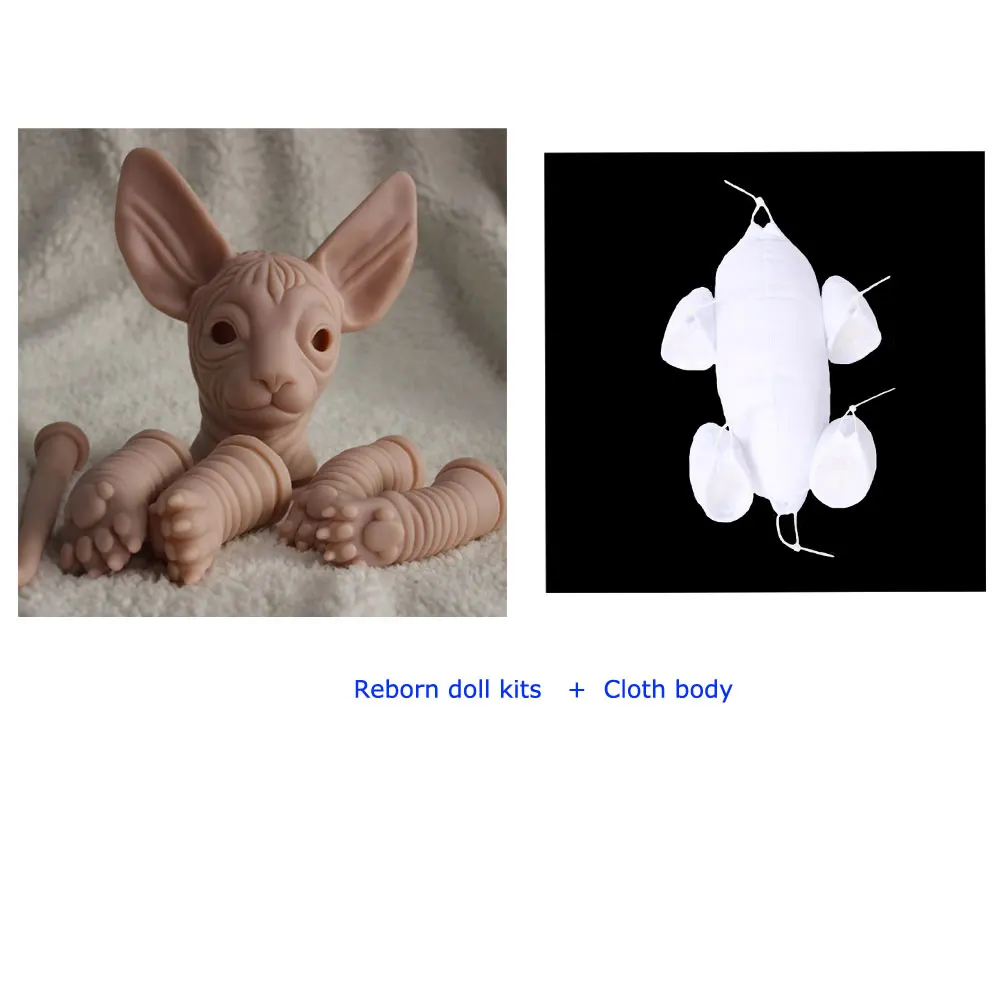 CAT AND BODY Otarddoll силиконовые 18 дюймов Reborn наборы Сфинкс Кошка конечности плесень Реалистичная кошка Модель Кукла Неокрашенная DIY Ручная работа - Цвет: CAT AND BODY