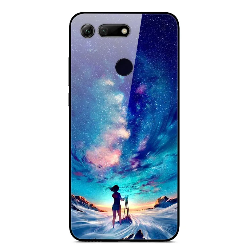 Темно-синий Чехол для huawei Honor View 20 20 S, закаленное стекло с принтом, чехол для huawei Honor 20 S, MAR-LX1 чехол для huawei View 20 V20 - Цвет: Темно-синий