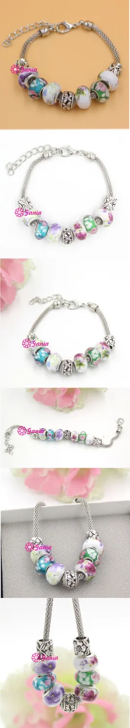 Новинка европейский стиль бусины из муранского стекла с цветочным узором