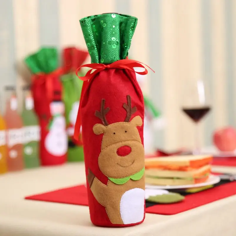 1 шт. рождественские украшения для дома чехол винной бутылки с Санта-Клаусом