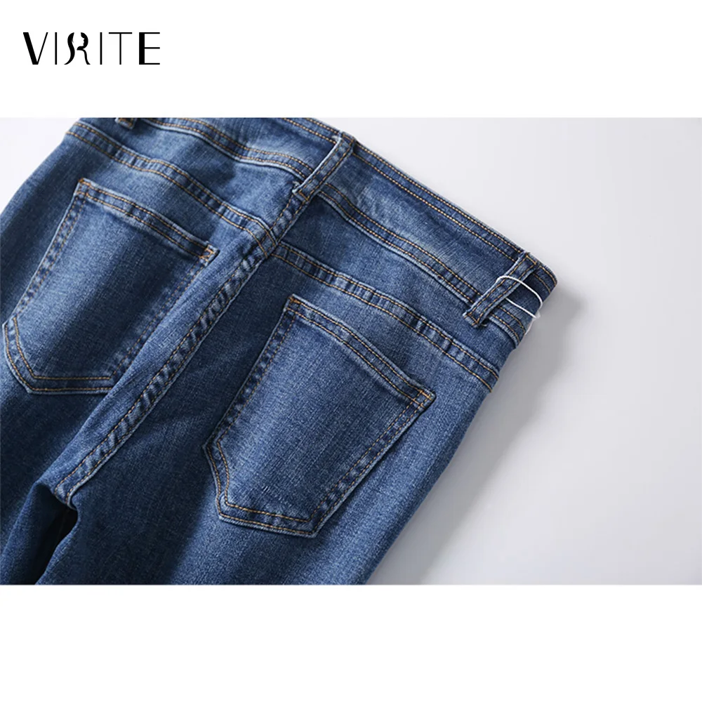 Женские джинсы с эластичной резинкой на талии VIRITE обтягивающие длиной до