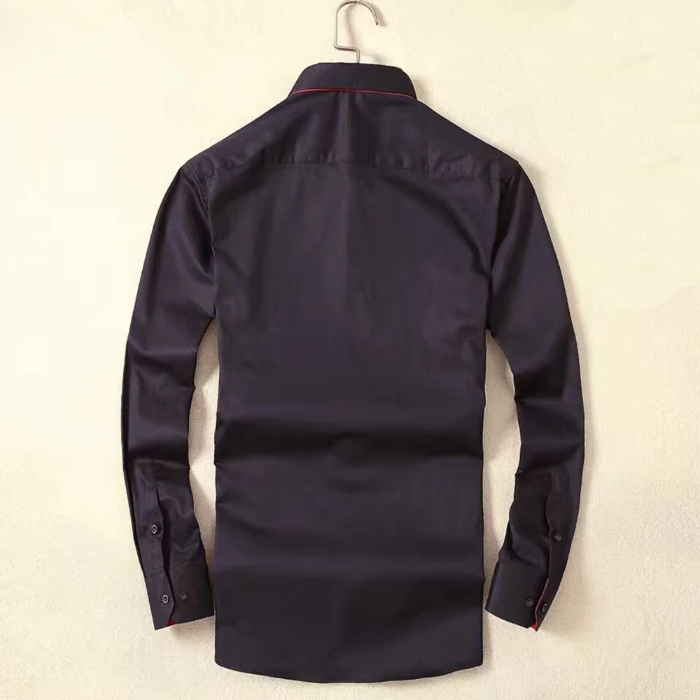 DUYOU бренд Для мужчин 100% хлопковая рубашка с длинными рукавами s Slim Fit Повседневная