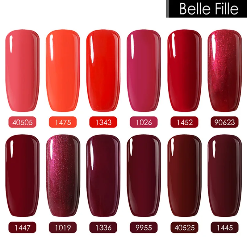 Belle Fille 8 мл красного цвета УФ гель лак для ногтей био Гели Soak Off Гель Vernis нейл арта