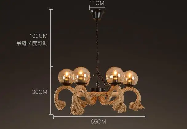 Американский стеклянный подвесной светильник Лофт 6 головок скандинавский Ретро