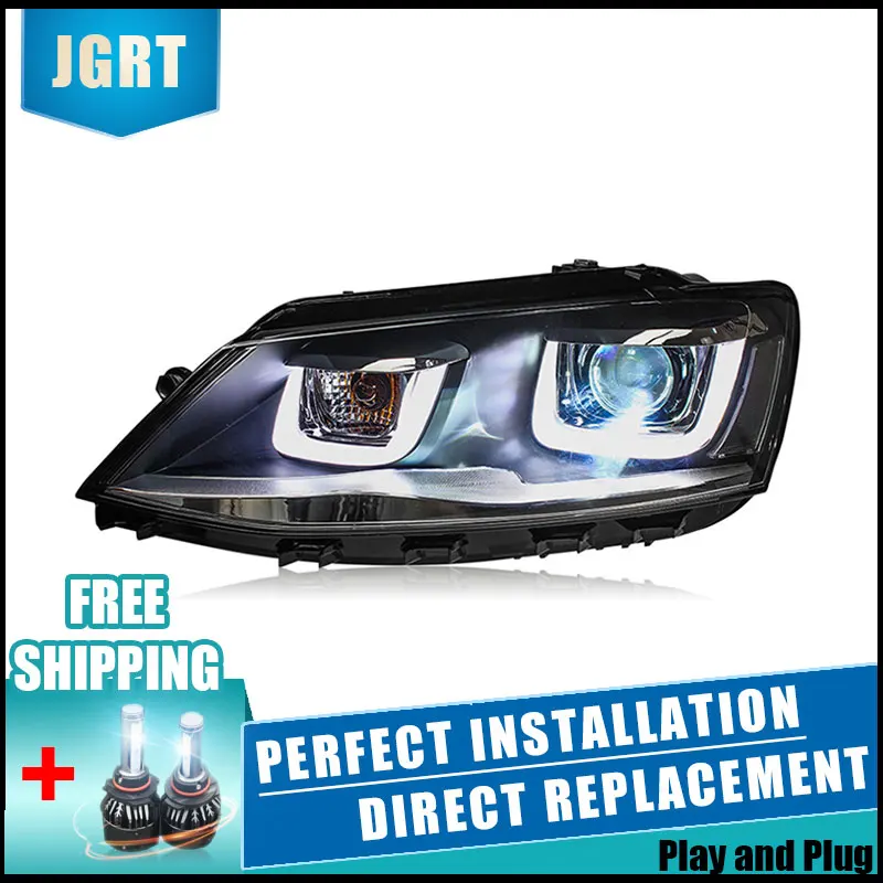 2 шт. светодиодный головной светильник s для VW Jetta 2011 2015 Автомобильный с двойной